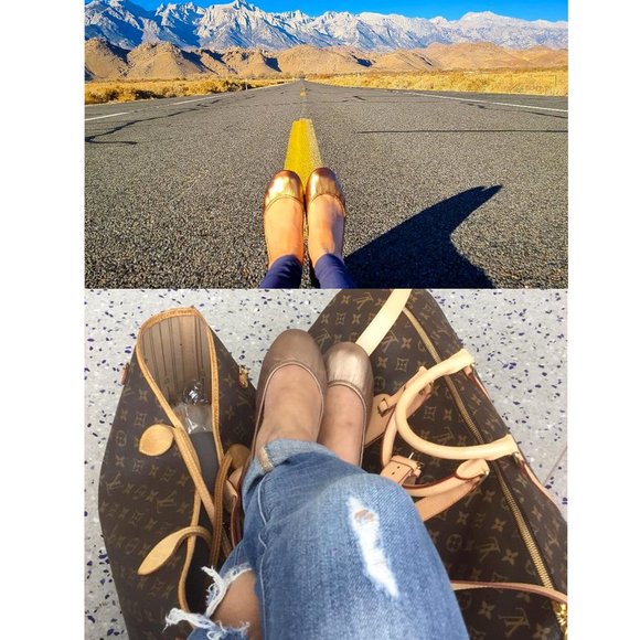 TIEKS Metallic Bronze & Turquoise Leather Foldable Ballet Flats Size 7 - Picture 11 of 16